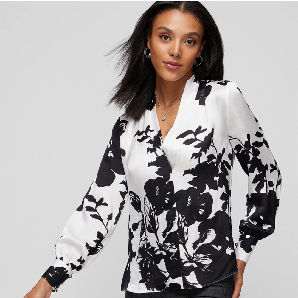 Black and White Floral Women's Top